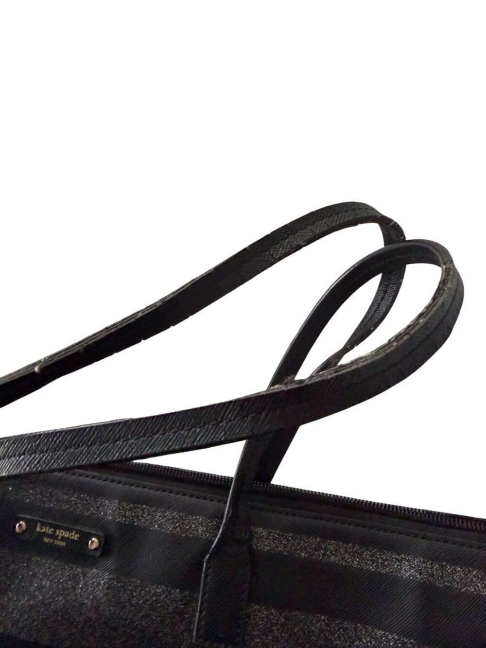 KATE SPADE Black Silver Saffiano Leather Glitter Tote Bag - Picture 4 of 13